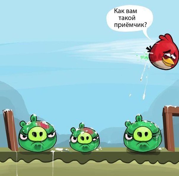 Приколы Angry birds птички обкакали свиней